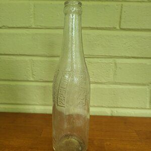 Vintage PEPSI Cola Glass Bottle 12 Fl Oz Clear Empty Embossed Logo All Over T3